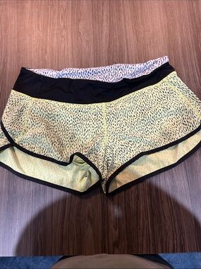 lululemon athletica Yellow Printed Athletic Shorts with Black Trim